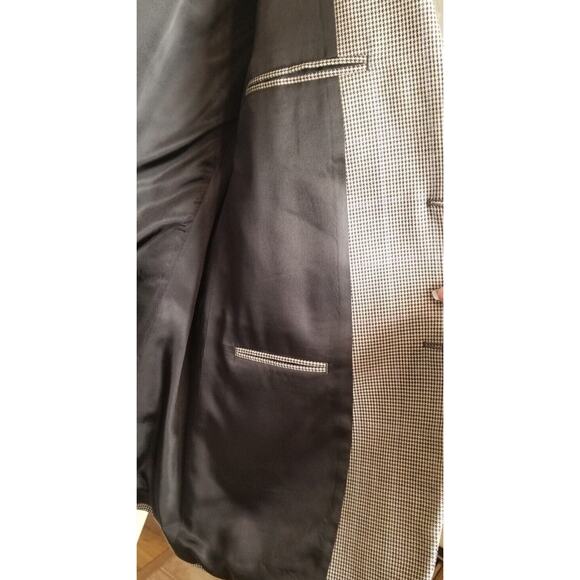 Joseph & Feiss Int'l Blazer Men's Brown Wool Houndstooth Sport Coat Size 44R - Picture 9 of 10